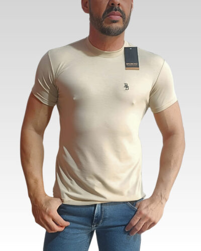 Camiseta Bordada "BB" Areia