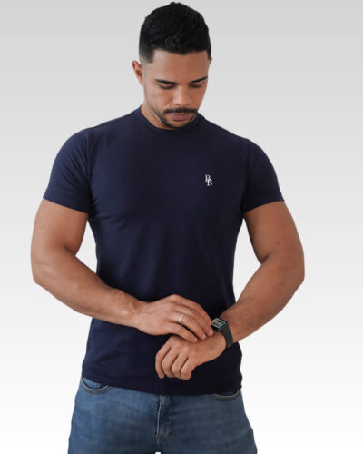 Camiseta Bordada "BB" Azul Marinho