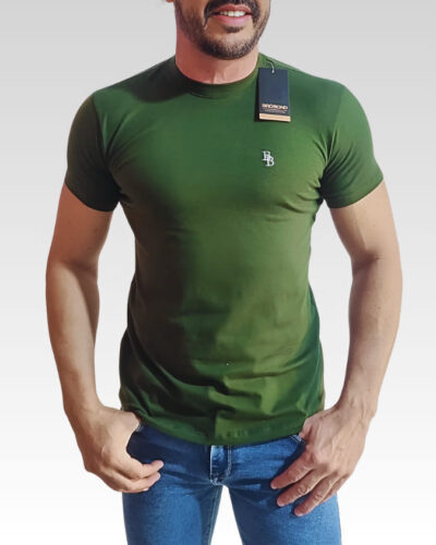 Camiseta Bordada "BB" Verde Floresta