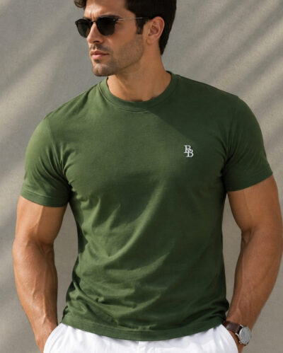 Camiseta Bordada "BB" Verde Floresta